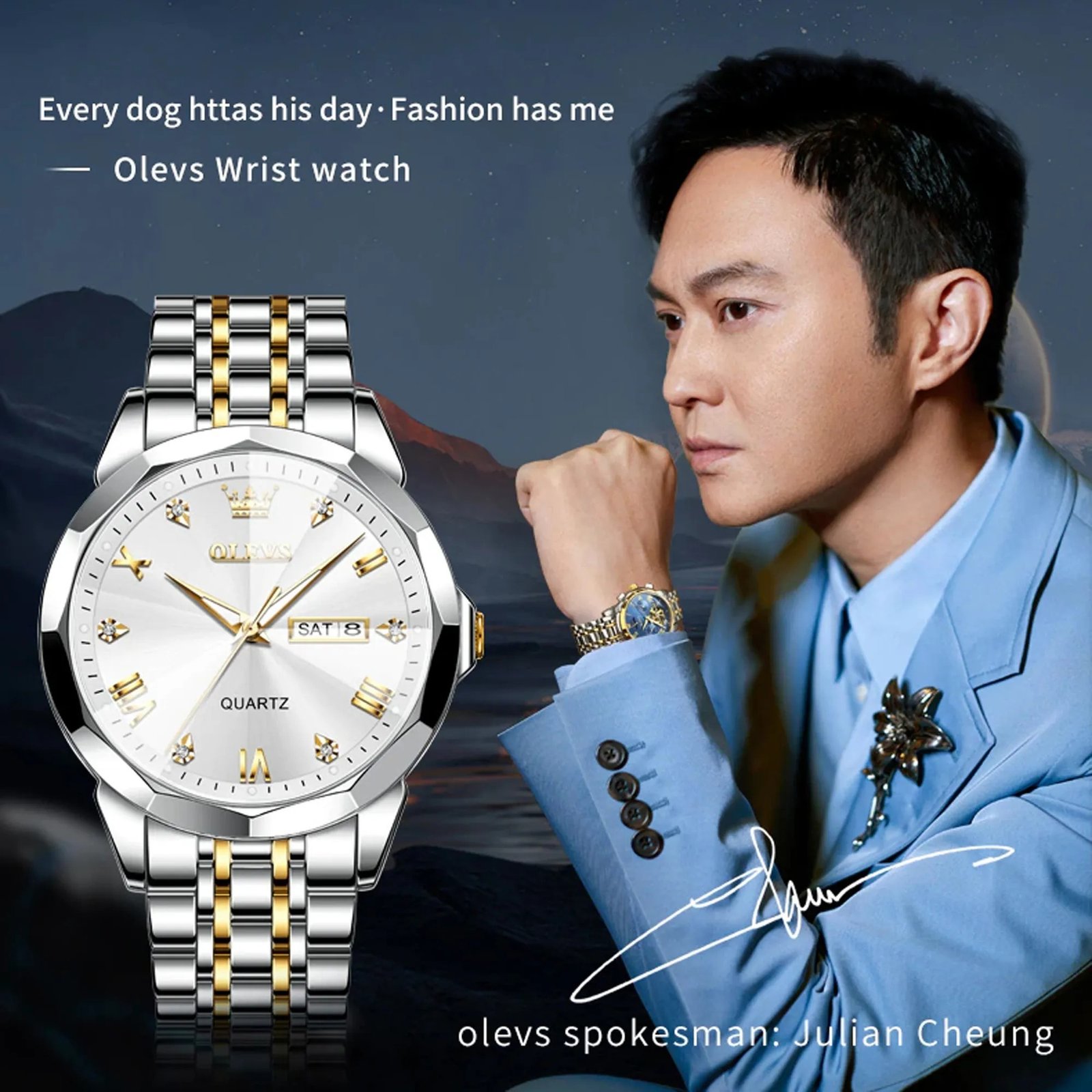 O'levs 9931 New Business Quartz Watch For Men Luxury Diamond Dial Waterproof Stainless