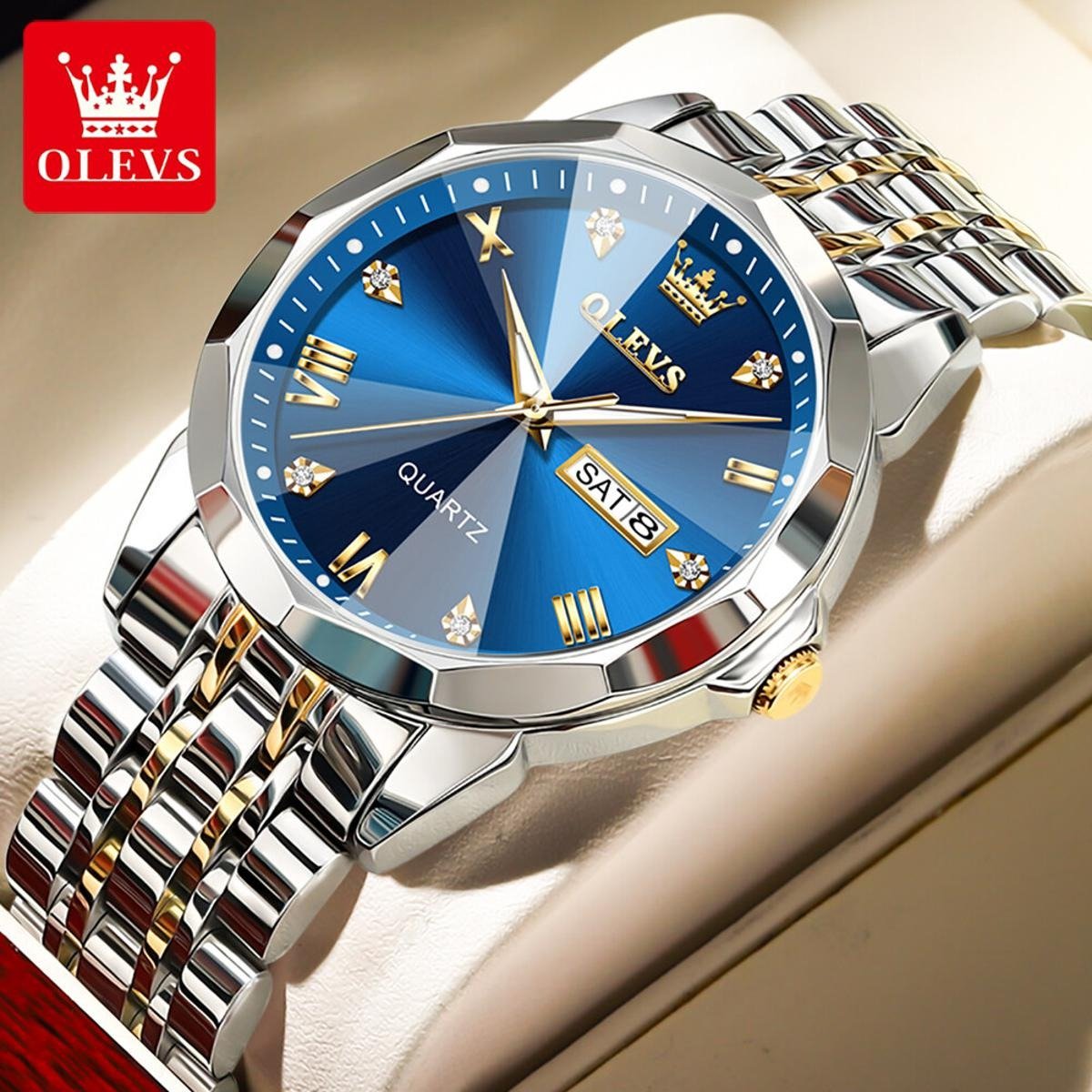 O'levs 9931 New Business Quartz Watch For Men Luxury Diamond Dial Waterproof Stainless