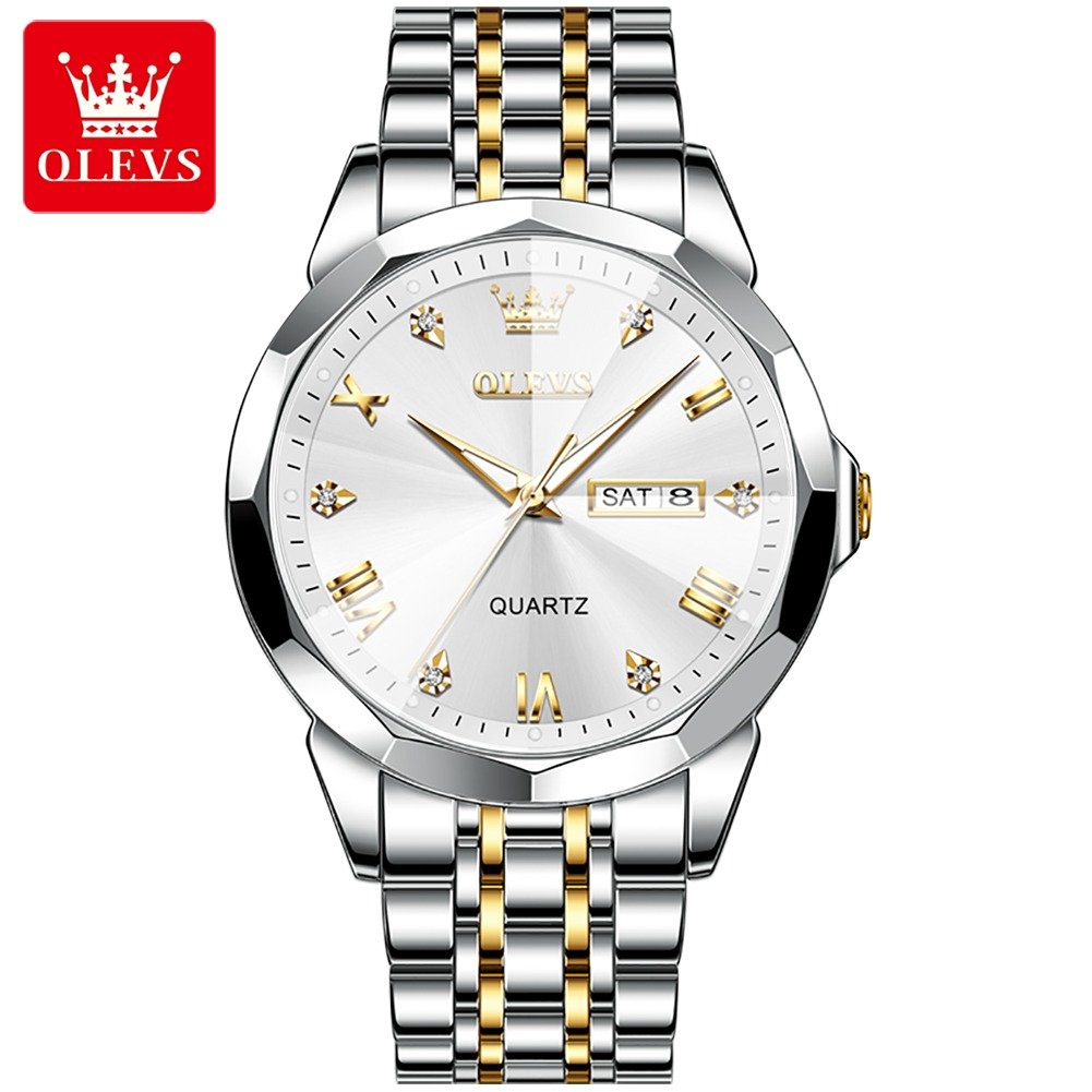 O'levs 9931 New Business Quartz Watch For Men Luxury Diamond Dial Waterproof Stainless