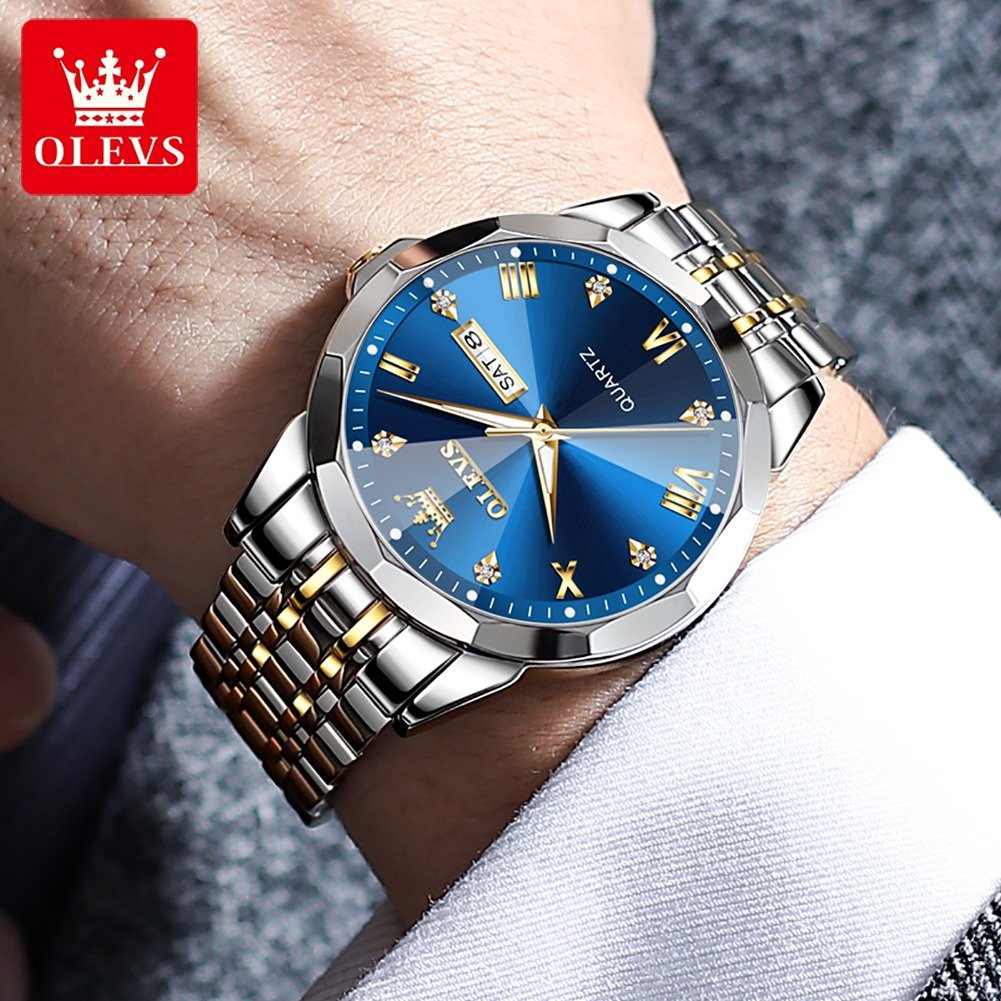 O'levs 9931 New Business Quartz Watch For Men Luxury Diamond Dial Waterproof Stainless